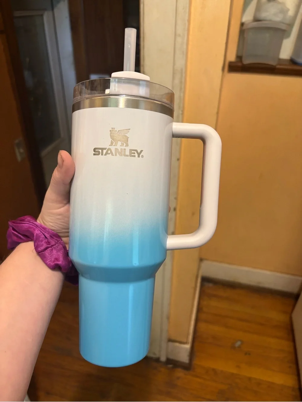 Stanley White to Light Blue Gradient Travel Mug with Handle